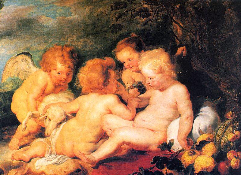 Peter Paul Rubens Christ and St.John with Angels